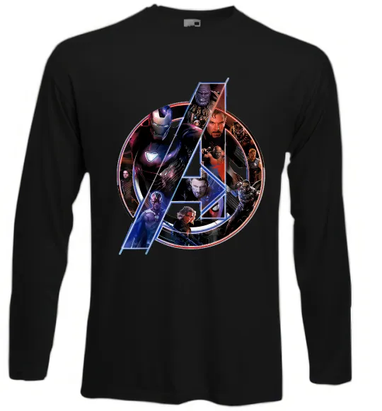 Лонгслив Месники лого Черный фото