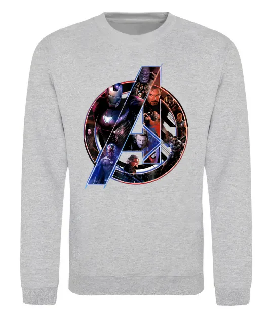 Свитшот Месники лого Серый меланж фото