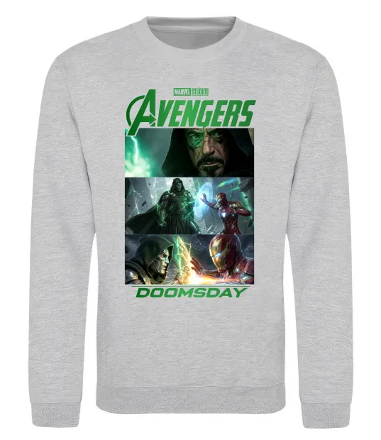 Свитшот Месники Сходження Доктора Дума Серый меланж фото