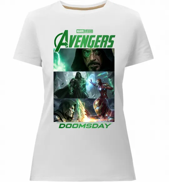 Женская премиум футболка Месники Сходження Доктора Дума Белый фото