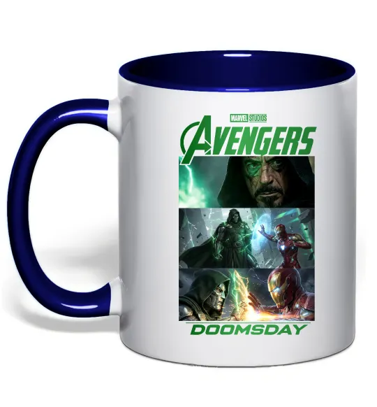 Чашка с цветной ручкой Месники Сходження Доктора Дума Глубокий темно-синий фото