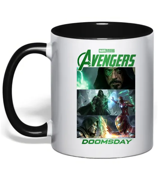 Чашка с цветной ручкой Месники Сходження Доктора Дума Черный фото