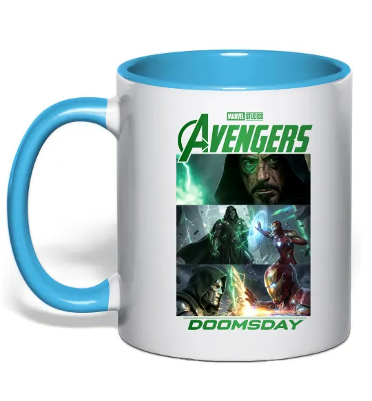 Чашка с цветной ручкой Месники Сходження Доктора Дума Голубой фото