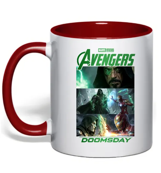 Чашка с цветной ручкой Месники Сходження Доктора Дума Красный фото