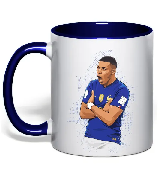 Чашка с цветной ручкой Mbappe art Глубокий темно-синий фото