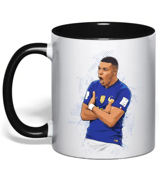 Чашка с цветной ручкой Mbappe art Черный фото