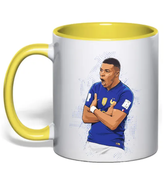Чашка з кольоровою ручкою Mbappe art Лимонний фото