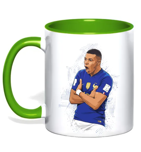 Чашка с цветной ручкой Mbappe art Зеленый фото