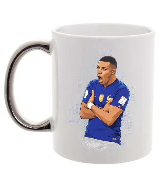 Чашка с цветной ручкой Mbappe art Серебро фото