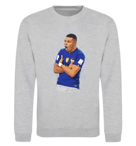 Свитшот Mbappe art Серый меланж фото