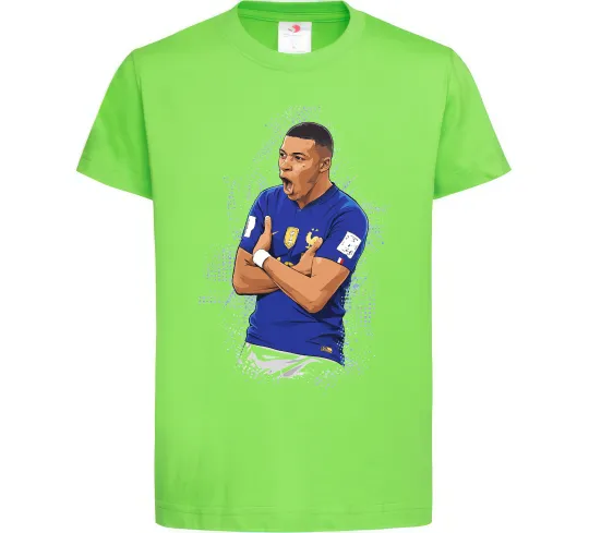 Дитяча футболка Mbappe art Лаймовий фото