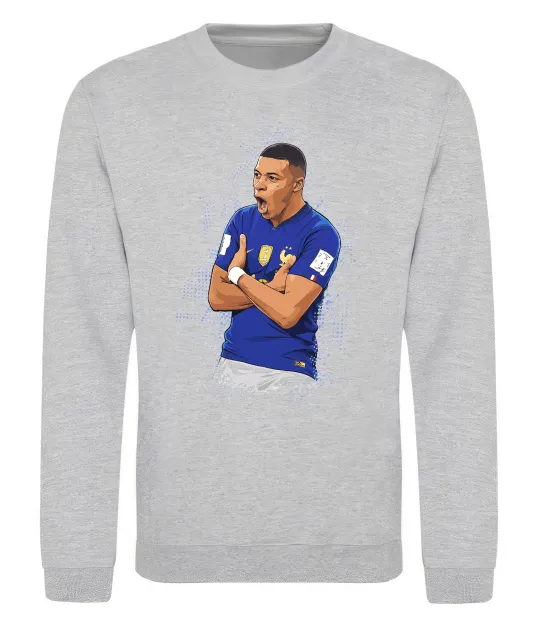 Свитшот Mbappe art Серый меланж фото