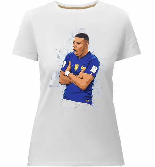 Жіноча преміум футболка Mbappe art Білий фото
