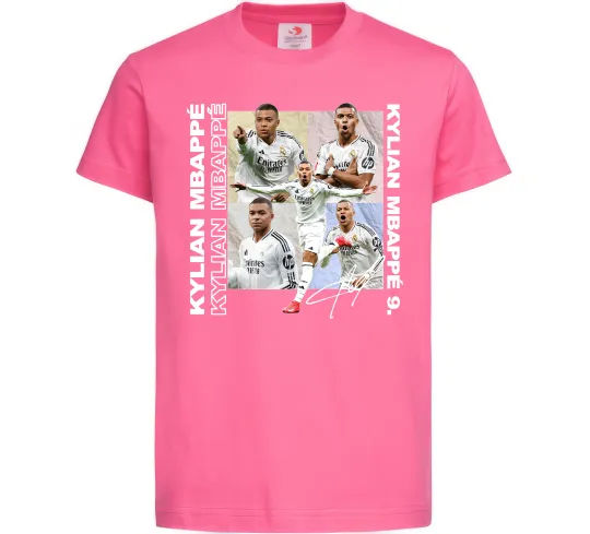 Детская футболка Мбаппе автограф Ярко-розовый фото