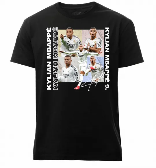 Чоловіча преміум футболка Мбаппе автограф Чорний фото