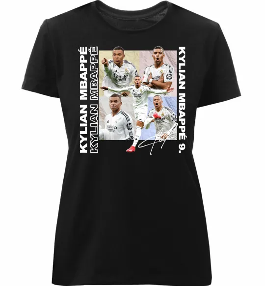 Жіноча преміум футболка Мбаппе автограф Чорний фото