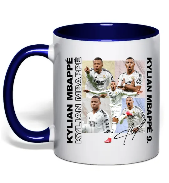 Чашка с цветной ручкой Мбаппе автограф Глубокий темно-синий фото