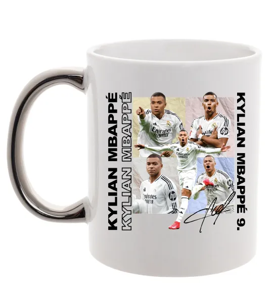 Чашка с цветной ручкой Мбаппе автограф Серебро фото