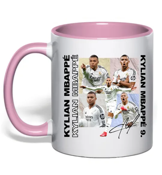 Чашка с цветной ручкой Мбаппе автограф Нежно розовый фото