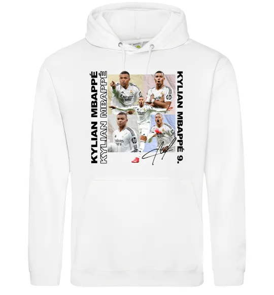 Мужская толстовка (худи) Мбаппе автограф Белый фото