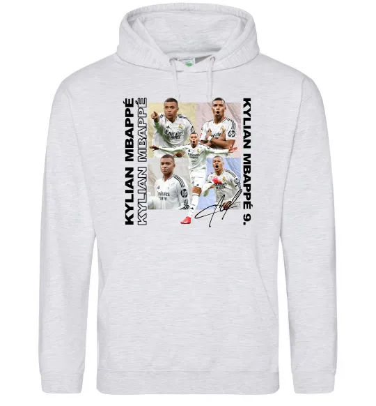 Мужская толстовка (худи) Мбаппе автограф Серый меланж фото