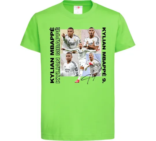 Детская футболка Мбаппе автограф Лаймовый фото