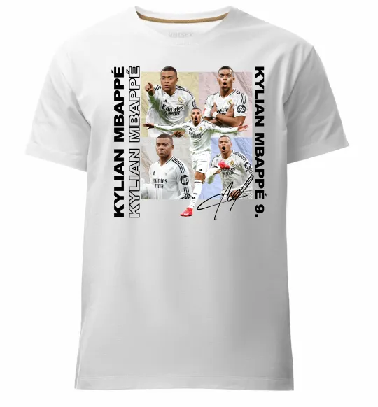 Чоловіча преміум футболка Мбаппе автограф Білий фото