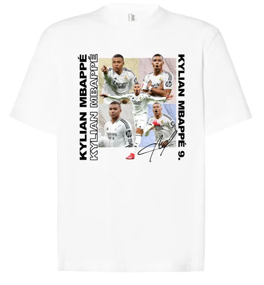 Футболка Оверсайз Мбаппе автограф Белый фото