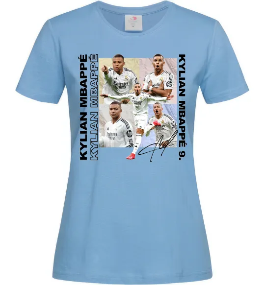 Женская футболка Мбаппе автограф Голубой фото
