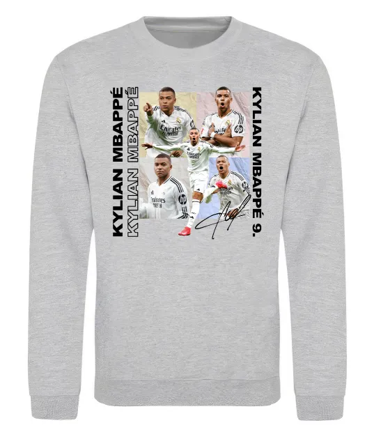 Свитшот Мбаппе автограф Серый меланж фото