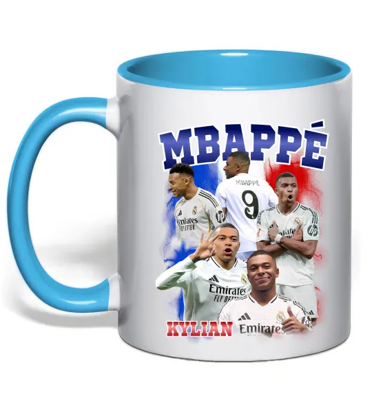 Чашка с цветной ручкой Kylian Mbappe Голубой фото