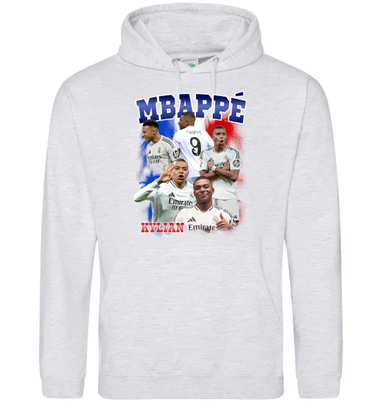 Женская толстовка (худи) Kylian Mbappe Серый меланж фото