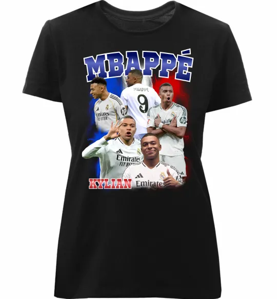 Женская премиум футболка Kylian Mbappe Черный фото