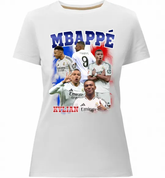 Женская премиум футболка Kylian Mbappe Белый фото