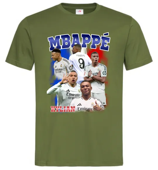 Мужская футболка Kylian Mbappe Оливковый фото