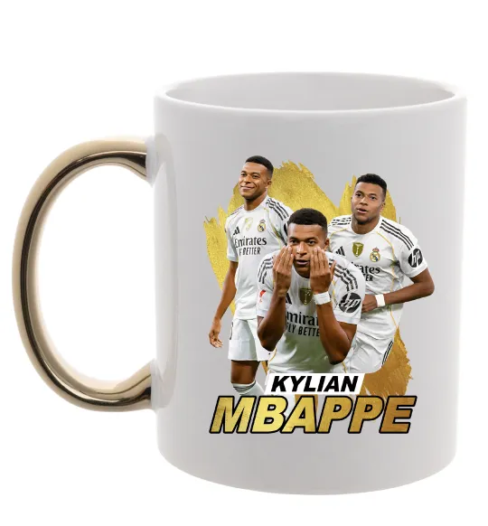 Чашка с цветной ручкой Мбаппе Реал Мадрид Золото фото