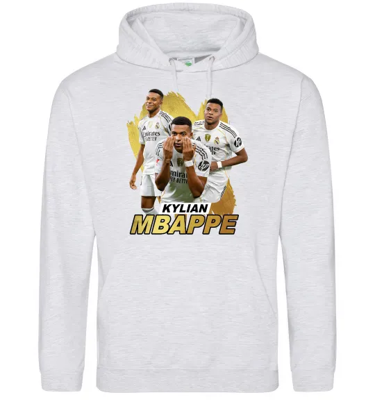 Женская толстовка (худи) Мбаппе Реал Мадрид Серый меланж фото
