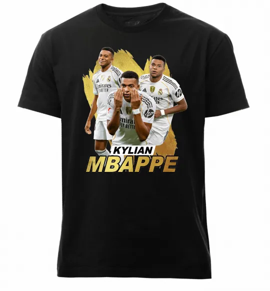 Чоловіча преміум футболка Мбаппе Реал Мадрид Чорний фото
