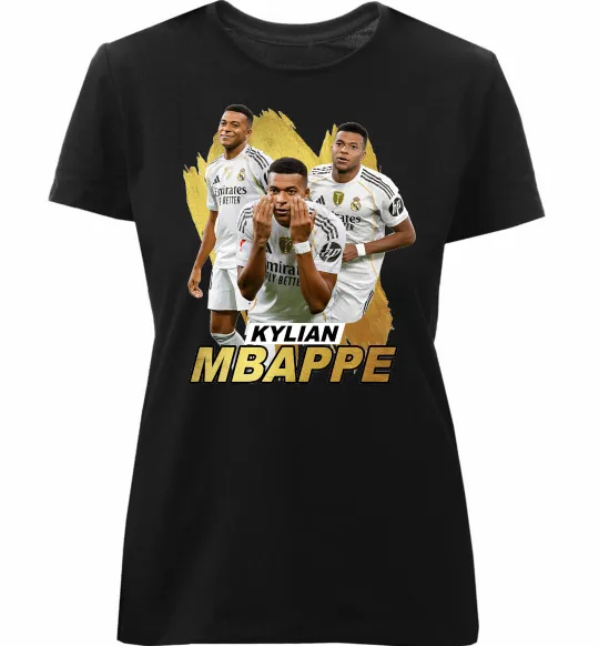 Жіноча преміум футболка Мбаппе Реал Мадрид Чорний фото