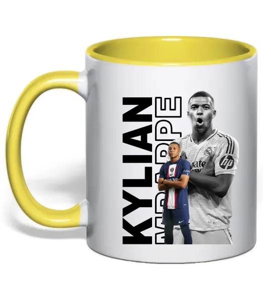 Чашка з кольоровою ручкою Мбаппе PSG Лимонний фото