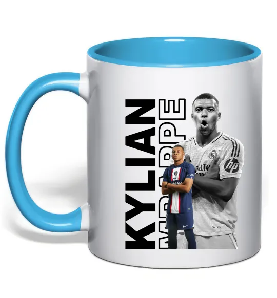 Чашка с цветной ручкой Мбаппе PSG Голубой фото