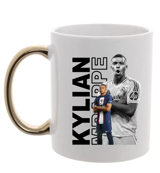 Чашка с цветной ручкой Мбаппе PSG Золото фото