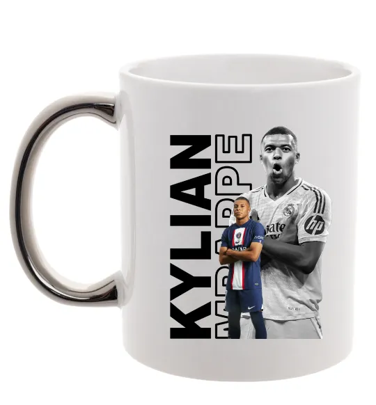 Чашка с цветной ручкой Мбаппе PSG Серебро фото