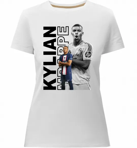 Женская премиум футболка Мбаппе PSG Белый фото