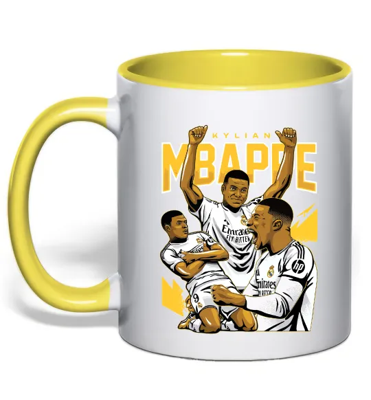 Чашка с цветной ручкой Мбаппе Кіліан Солнечно желтый фото