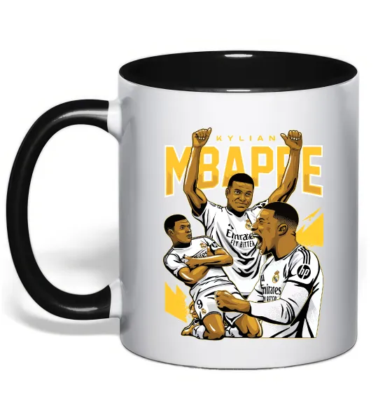 Чашка с цветной ручкой Мбаппе Кіліан Черный фото