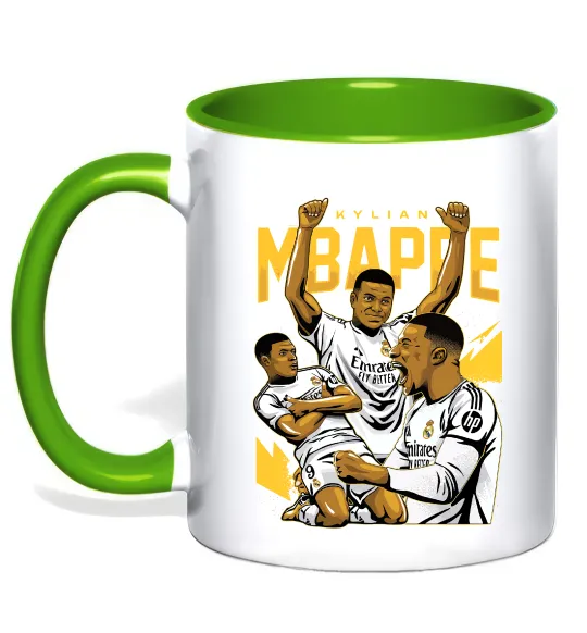 Чашка з кольоровою ручкою Мбаппе Кіліан Лаймовий фото