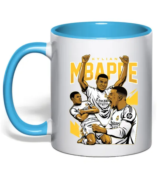 Чашка с цветной ручкой Мбаппе Кіліан Голубой фото