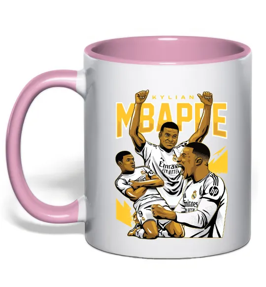 Чашка с цветной ручкой Мбаппе Кіліан Нежно розовый фото