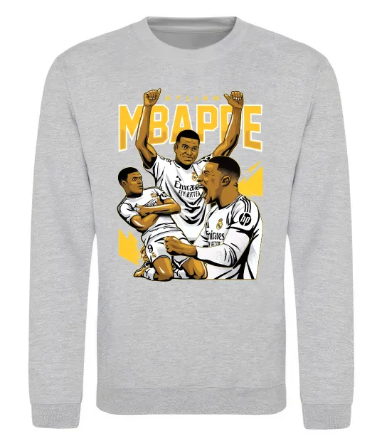 Свитшот Мбаппе Кіліан Серый меланж фото